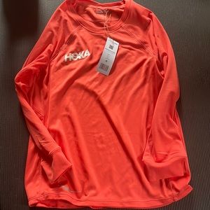 Hoka one one red orange long sleeve NWT small